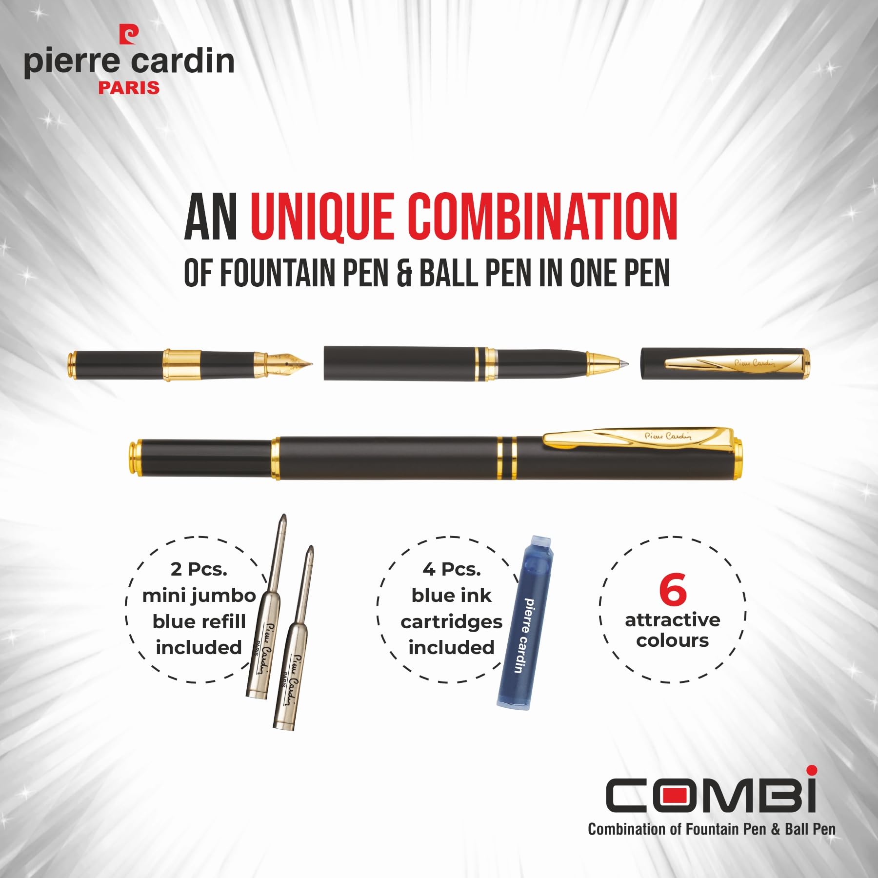 Pierre Cardin Combi Set Combination OF Fountain Pen & Ball Pen in